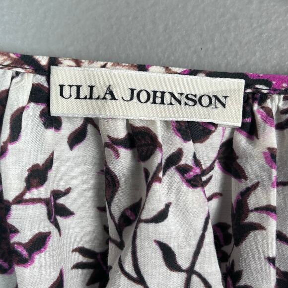Ulla Johnson top Small Arusi Poplin Top Pink Print Cotton Silk Puff Floral - Picture 12 of 13